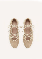 Iria Lace-Up Ballet Flats - Light Brown