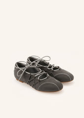 Iria Lace-Up Ballet Flats - Dark Grey