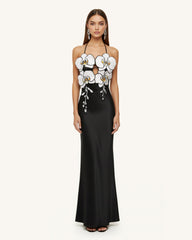 Orchid Embroidered Dress – Black/White