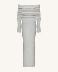 Knit Off-Shoulder Maxi Dress - Cream