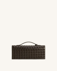 Celeste Woven Textured Envelope Top Handle Bag - Dark Brown