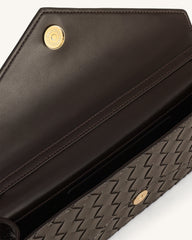 Celeste Woven Textured Envelope Top Handle Bag - Dark Brown