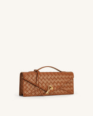 Celeste Woven Textured Envelope Top Handle Bag - Brown