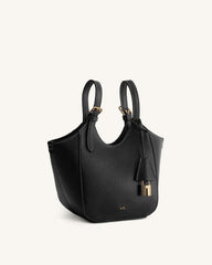 Ines Padlock Tote Bag - Black