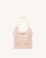 Brooke Mini Belted Embellished Orchid Beaded Top Handle Bag - Pink