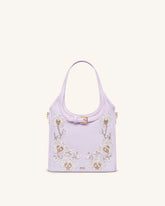 Brooke Mini Belted Embellished Orchid Beaded Top Handle Bag - Lavender