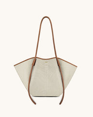 Nala Wide Tote Bag - Brown Canvas