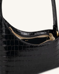 Lyra Shoulder Bag - Black Croc