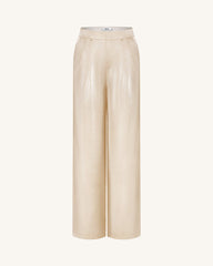 Satin Wide-Leg Trousers - Cream