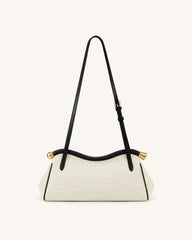 Naomi Curved Shoulder Bag - Black Canvas