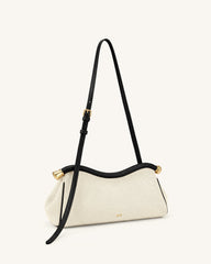 Naomi Curved Shoulder Bag - Black Canvas