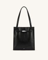 Noelle Belted Tote Bag - Black