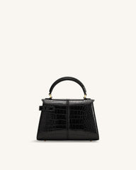 Elise Top Handle Bag - Black Croc