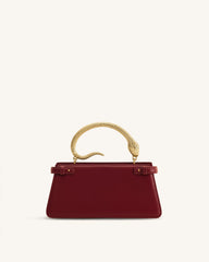 Elena Snake Handle Top Handle Bag - Wine Red