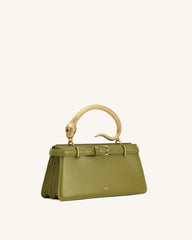 Elena Snake Handle Top Handle Bag - Matcha Green