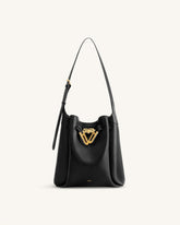 Charlene Double Buckle Hobo Bag - Black