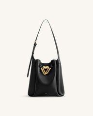 Charlene Double Buckle Hobo Bag - Black