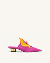 Helena Embroidery Decoration Pierced Mules - Rose Red