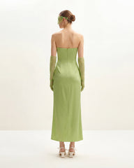 Floral Embroidered Long Dress - Green