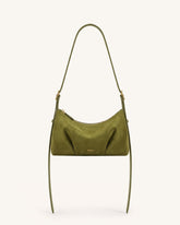 Loriette Faux Suede Crossbody Bag - Olive Green