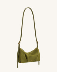 Loriette Faux Suede Crossbody Bag - Olive Green