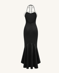 Orchid Embroidered High-Low Midi Dress - Black