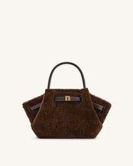 Hana Mini Faux Fur Tote Bag - Dark Brown