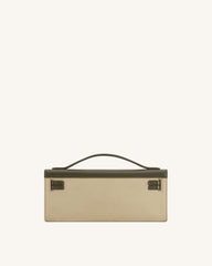 Bria Faux Suede Structured Top Handle Bag - Dark Olive