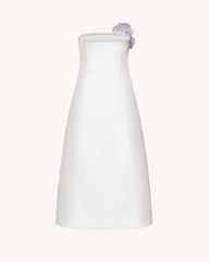 Iris Floral Print Strapless A-Line Maxi Dress - White