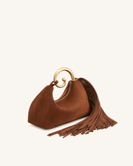 Nell Fringe Hardware Top Handle Bag - Mocha Brown