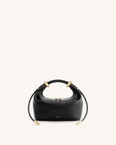 Ellie Metal Ring Embellished Top Handle Bag - Black