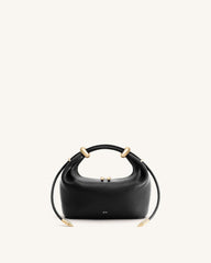 Ellie Metal Ring Embellished Top Handle Bag - Black