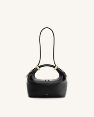 Ellie Metal Ring Embellished Top Handle Bag - Black