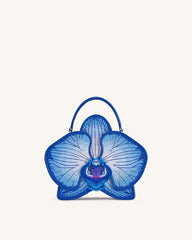 Flora Orchid Shaped Top Handle Bag - Blue