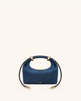 Ellie Metal Ring Embellished Top Handle Bag - Blue Denim