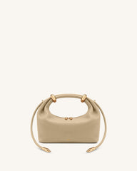 Ellie Metal Ring Embellished Top Handle Bag - Beige