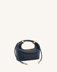 Ellie Metal Ring Embellished Top Handle Bag - Navy