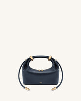 Ellie Metal Ring Embellished Top Handle Bag - Navy