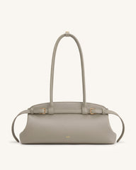 Arden Pebbled Belt Detail East-West Shoulder Bag - Taupe