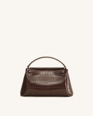 Carmen Top Handle Bag - Dark Brown Croc