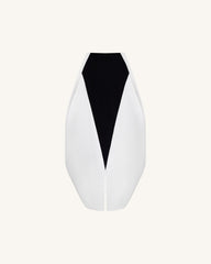 Monochrome Paneled Structured Pannier Maxi Skirt - Black