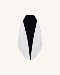 Monochrome Paneled Structured Pannier Maxi Skirt - Black