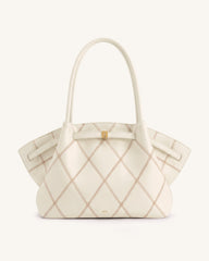 Hana Large Quilting Tote Bag - Ivory White