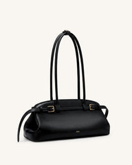 Arden Belt Detail East-West Shoulder Bag - Black