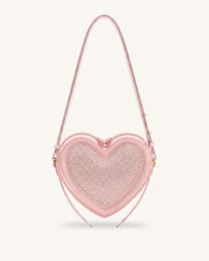 Arlene Artificial Crystal Heart Shaped Crossbody Bag - Light Pink