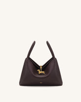 Maelle Dachshund Charm Double Handle Bag - Dark Brown