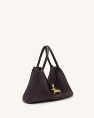 Maelle Dachshund Charm Double Handle Bag - Dark Brown