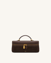 Cleo Faux Suede Vanity Bag - Dark Brown