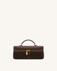 Cleo Faux Suede Vanity Bag - Dark Brown