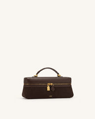 Cleo Faux Suede Vanity Bag - Dark Brown